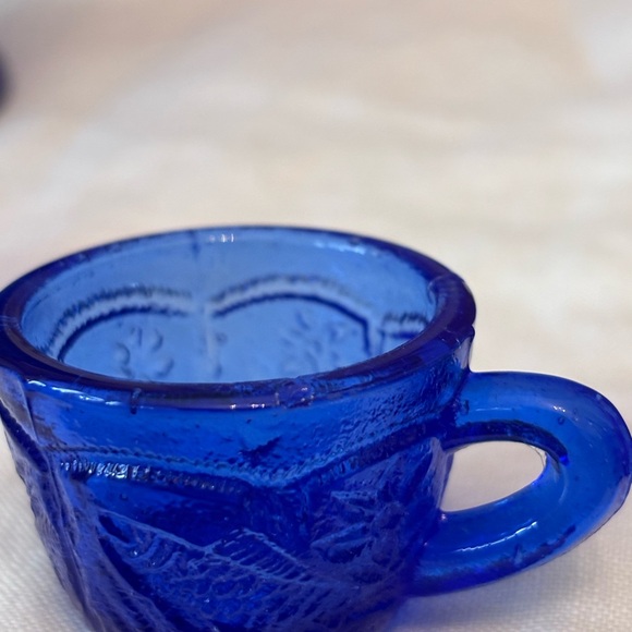 Tiny Blue Glass Punch Bowl Set - Picture 4 of 5